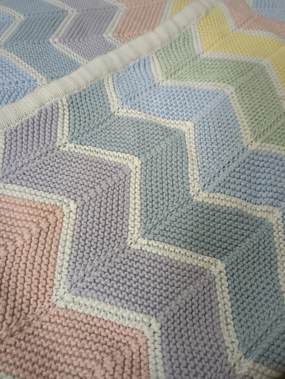 Silvercloud 100% Cotton Pastel Knitted Shawl~ Baby Blanket ~